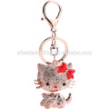 Promotional gifts custom Metal Key ring rhinestone cat Keychain